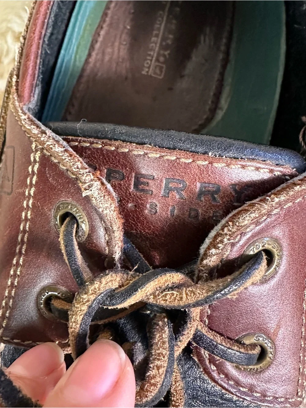 Sperry Two-Tone Leather Boat Shoes in Black & Brown